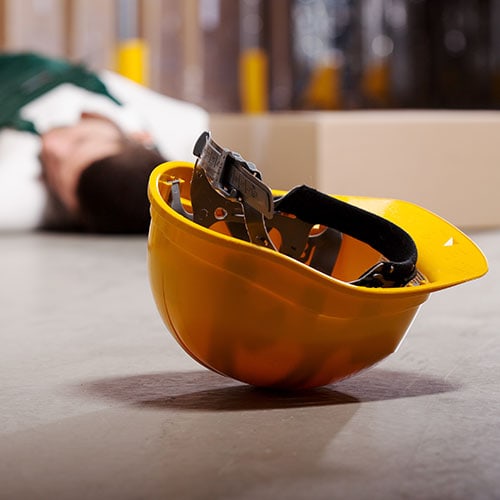 construction worker on floor after suffering cardiac arrest