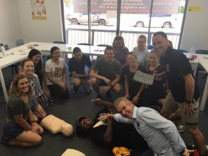 Big Trev from 102.9 Hot Tomato dropped into one of our first aid courses. 