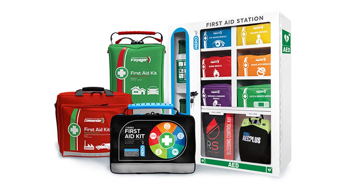 Compliant workplace first aid kit stocked and ready
